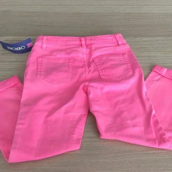 💥🆕Cherokee Super Skinny Cropped Jeans Neon Pink 10🆕 - Picture 2 of 6